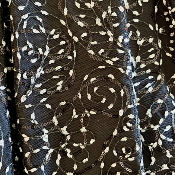JS Collections Black Mesh Embroidered Sequin Cocktail Dress - Size 8 - Picture 7 of 16